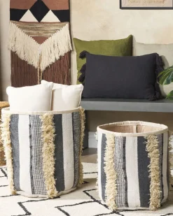 Beliani Puuvillakori Beige/Harmaa 2 Kpl Kotkai Best