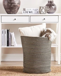 Beliani Puuvillakori Beige/Musta 41 Cm Yerkoy Clearance