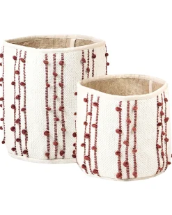 Beliani Puuvillakori Beige/Punainen 2 Kpl Khel Cheap