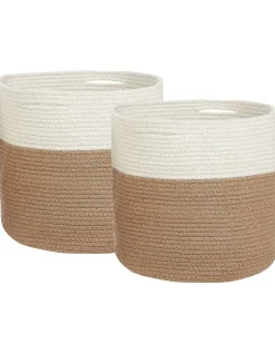 Beliani Puuvillakori Beige/Valkoinen 34 Cm 2 Kpl Ardesen Cheap