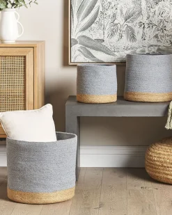 Beliani Puuvillakori Harmaa/Beige 3 Kpl Basima Discount