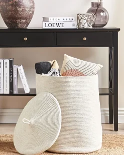 Beliani Puuvillakori Luonnonvalkoinen 44 Cm Silopi Discount