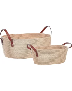 Beliani Puuvillakori Vaalea Beige 2 Kpl Gissar Clearance