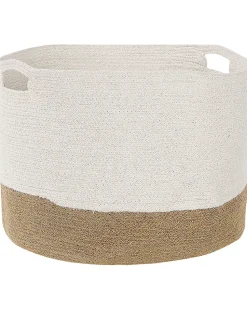 Beliani Puuvillakori Valkoinen/Beige 2 Kpl Kahan Discount