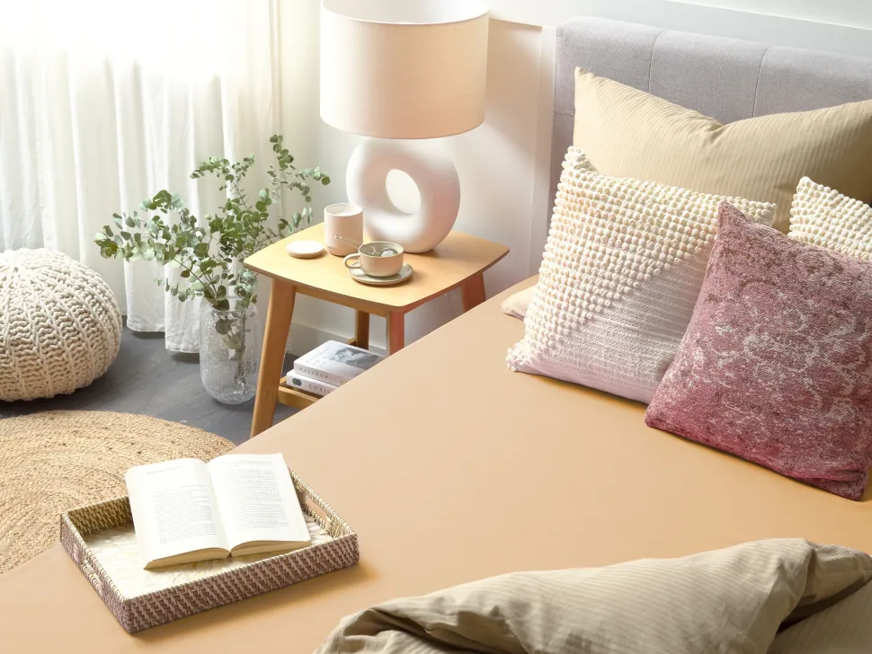 Beliani Puuvillalakana Muotoonommeltu Hiekanruskea 90 X 200 Cm Janbu Shop