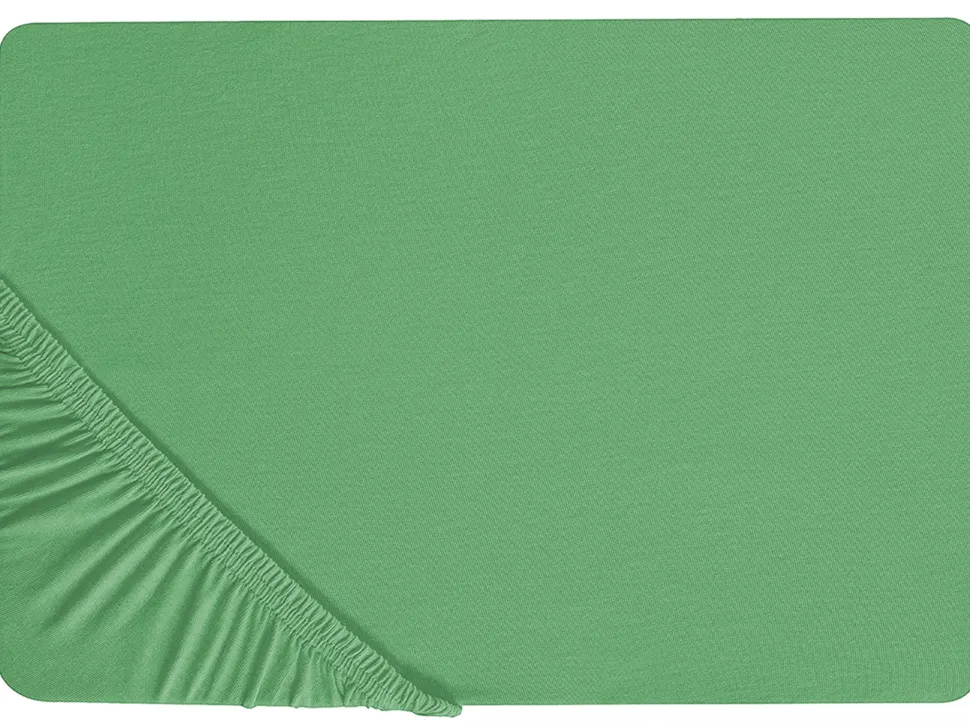 Beliani Puuvillalakana Muotoonommeltu Vihrea 90 X 200 Cm Janbu Hot