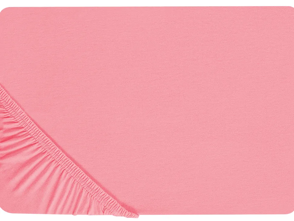 Beliani Puuvillalakana Muotoonommeltu Koralli 90 X 200 Cm Janbu Cheap