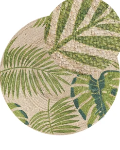 Beliani Pyorea Juuttimatto 140 Cm Lehtikuvioilla Bugay Shop