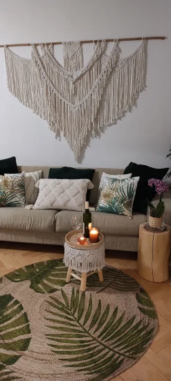 Beliani Pyorea Juuttimatto 140 Cm Lehtikuvioilla Bugay Shop