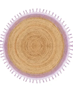 Beliani Pyorea Matto Juutti Beige/Violetti 140 Cm Marts Clearance