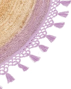 Beliani Pyorea Matto Juutti Beige/Violetti 140 Cm Marts Clearance