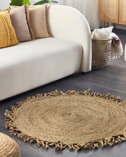 Beliani Pyorea Matto Juutti Beige 120 Cm Zonguldak Clearance
