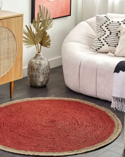 Beliani Pyorea Matto Juutti Koralli 120 Cm Menemen Sale