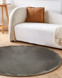 Beliani Pyorea Matto Viskoosi Tummanharmaa 140 Cm Gesi Ii Flash Sale