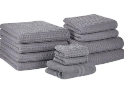 Beliani Pyyhesetti 11 Kpl Harmaa Puuvilla Areora Best Sale