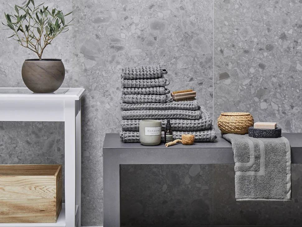 Beliani Pyyhesetti 9 Kpl Harmaa Puuvilla Areora Best