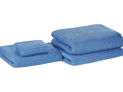 Beliani Pyyhesetti 4 Kpl Sininen Puuvilla Areora Outlet