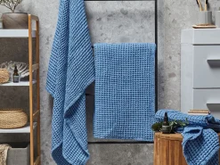 Beliani Pyyhesetti 4 Kpl Sininen Puuvilla Areora Outlet