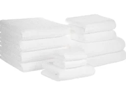 Beliani Pyyhesetti 11 Kpl Valkoinen Puuvilla Atai Best