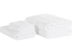 Beliani Pyyhesetti 4 Kpl Valkoinen Puuvilla Atai Sale