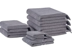 Beliani Pyyhesetti Puuvilla Harmaa 9 Kpl Atiu Outlet
