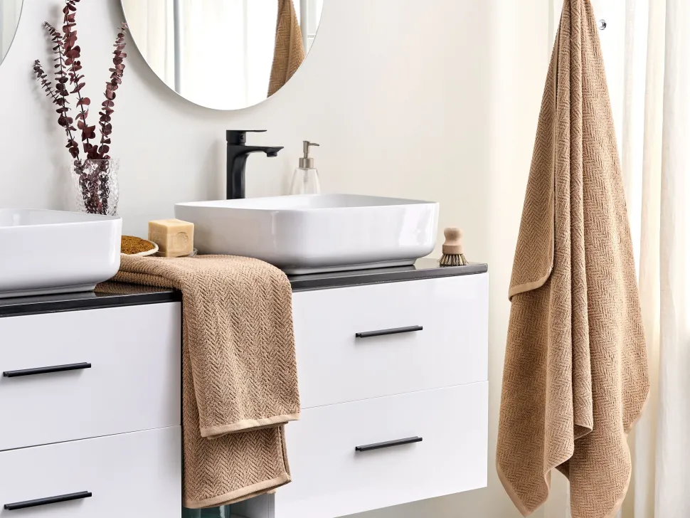 Beliani Pyyhesetti Puuvilla Hiekanruskea 2 Kpl Mitiaro Flash Sale