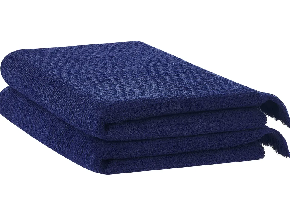 Beliani Pyyhesetti Puuvilla Laivastonsininen 2 Kpl Atiu Fashion