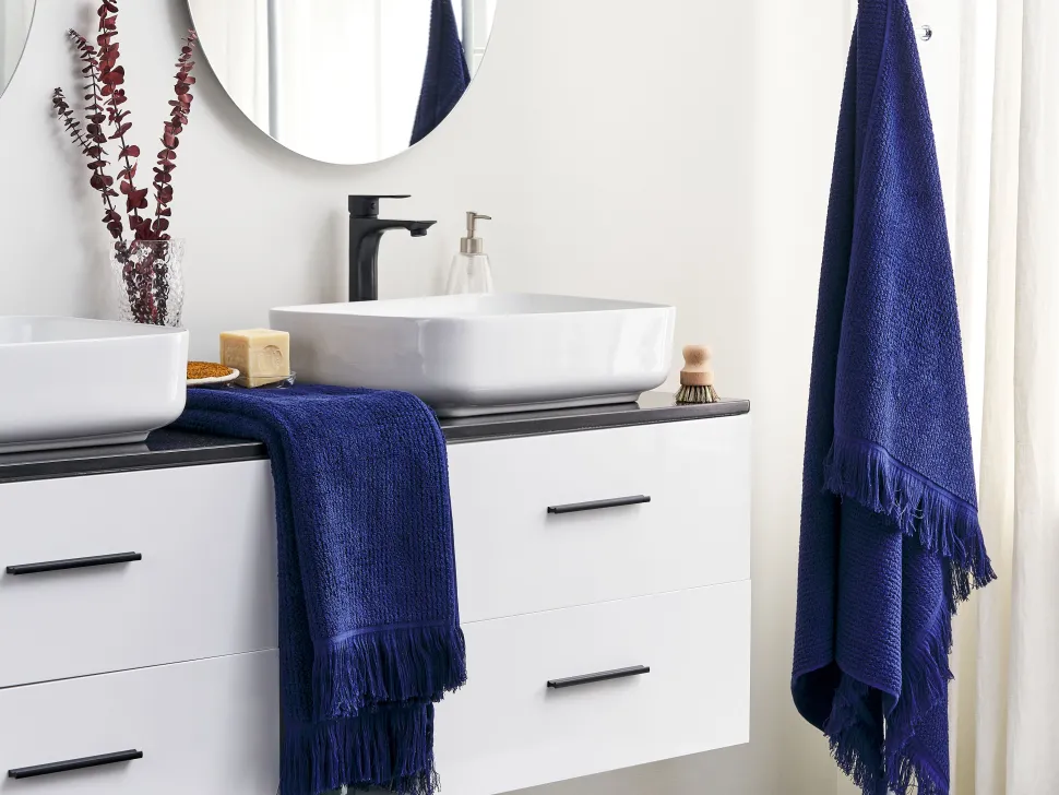 Beliani Pyyhesetti Puuvilla Laivastonsininen 2 Kpl Atiu Fashion