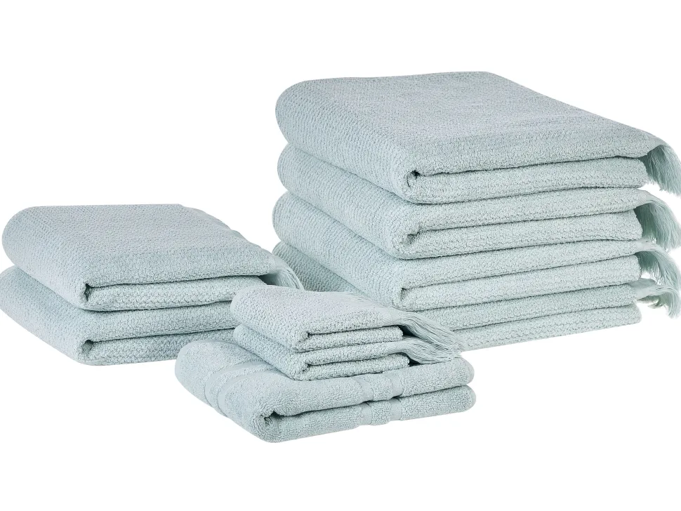 Beliani Pyyhesetti Puuvilla Mintunvihrea 9 Kpl Atiu Outlet