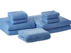 Beliani Pyyhesetti Puuvilla Sininen 9 Kpl Areora Cheap