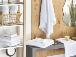 Beliani Pyyhesetti Puuvilla Valkoinen 9 Kpl Atiu Hot