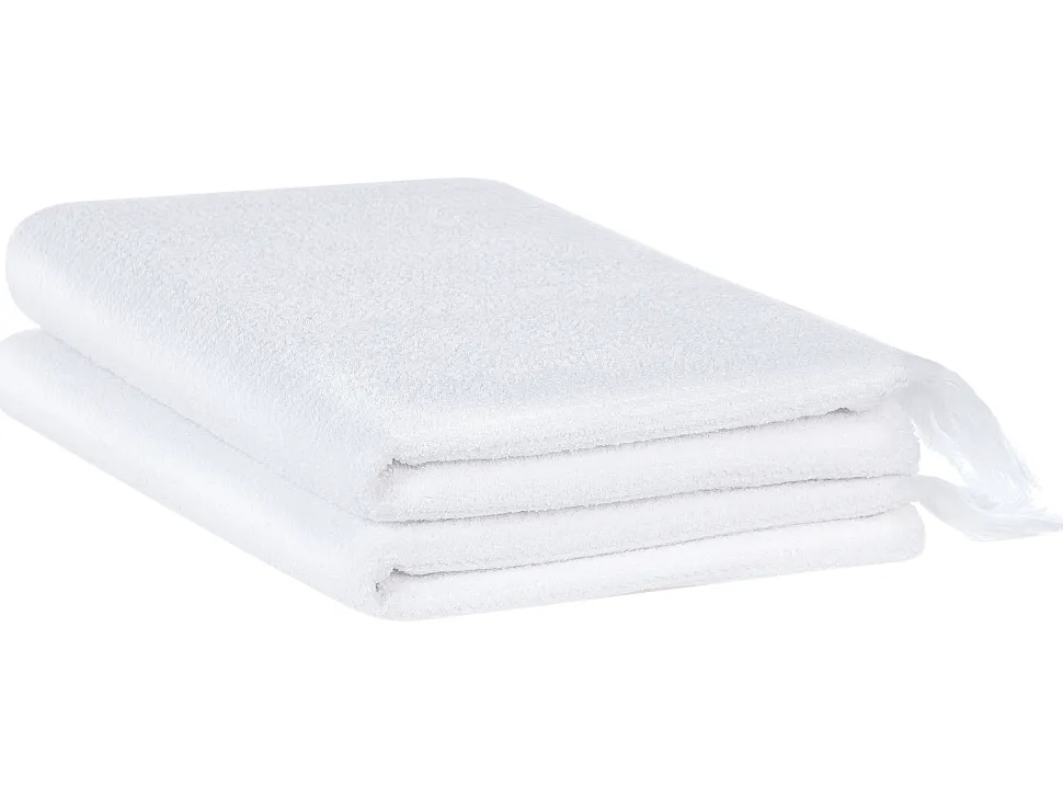 Beliani Pyyhesetti Puuvilla Valkoinen 2 Kpl Atiu Discount