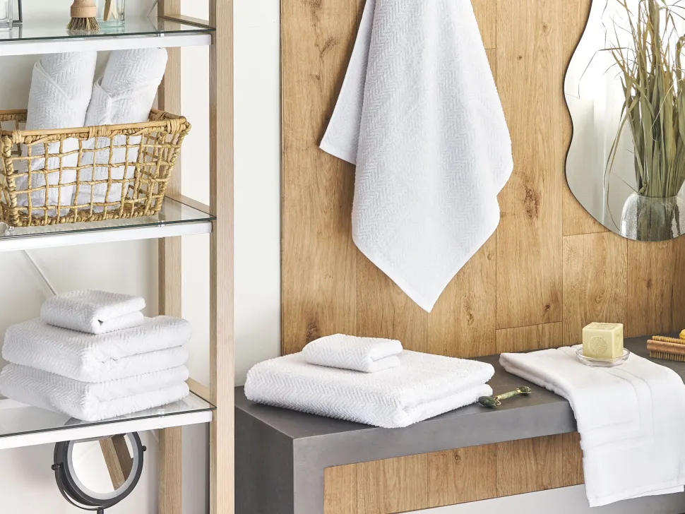 Beliani Pyyhesetti Puuvilla Valkoinen 9 Kpl Mitiaro Sale