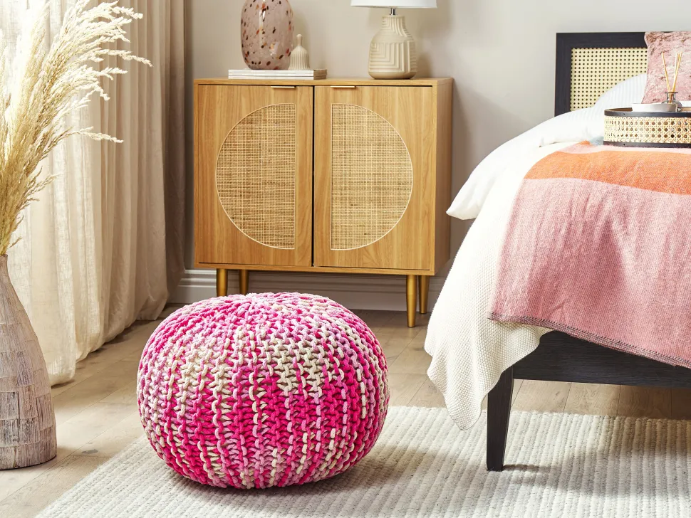 Beliani Rahi Puuvilla Valkoinen/Vaaleanpunainen 50 Cm Conrad New