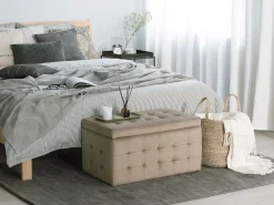 Beliani Rahi Sametti Säilytystila Vaaleanruskea 72 X 42 Cm Michigan Best