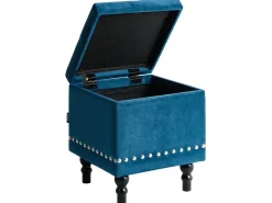 Beliani Rahi Sametti Säilytystila Tummansininen 37 X 37 Cm Loretto Fashion