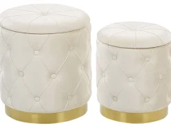 Beliani Rahi Sametti Säilytystila Valkoinen 2 Kpl Pueblo Fashion