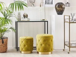 Beliani Rahi Sametti Säilytystila Sinapinkeltainen 2 Kpl Pueblo Best Sale