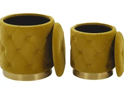 Beliani Rahi Sametti Säilytystila Sinapinkeltainen 2 Kpl Pueblo Best Sale