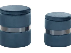 Beliani Rahi Sametti Säilytystila Sininen 2 Kpl Doris Discount