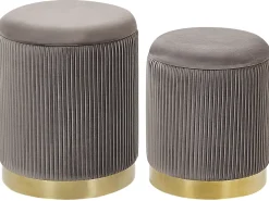 Beliani Rahi Sametti Säilytystila Harmaa 2 Kpl Miramar Discount