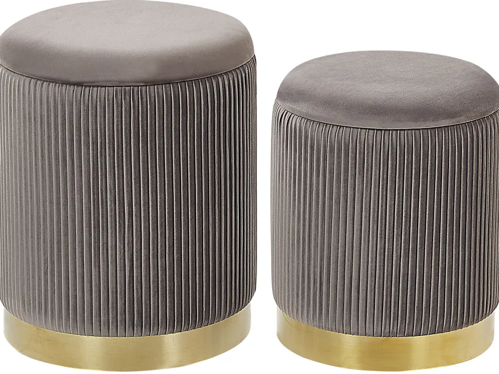 Beliani Rahi Sametti Säilytystila Harmaa 2 Kpl Miramar Discount