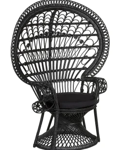 Beliani Riikinkukkotuoli Rottinki Musta Emmanuelle Clearance