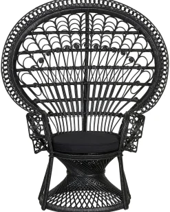 Beliani Riikinkukkotuoli Rottinki Musta Emmanuelle Clearance