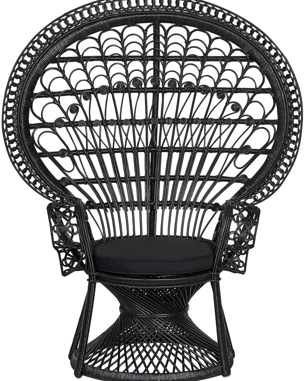 Beliani Riikinkukkotuoli Rottinki Musta Emmanuelle Clearance