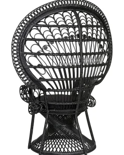 Beliani Riikinkukkotuoli Rottinki Musta Emmanuelle Clearance