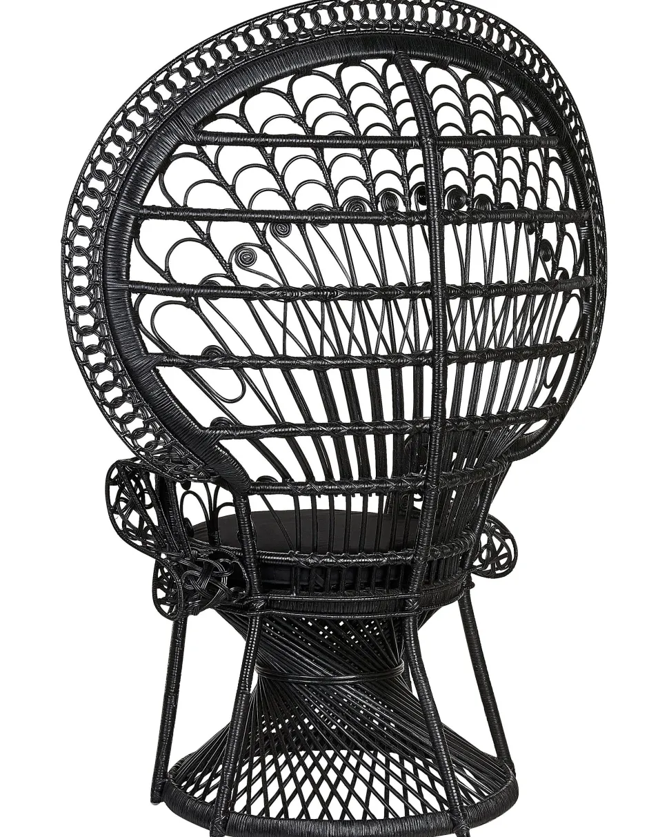 Beliani Riikinkukkotuoli Rottinki Musta Emmanuelle Clearance