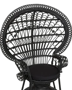 Beliani Riikinkukkotuoli Rottinki Musta Emmanuelle Clearance