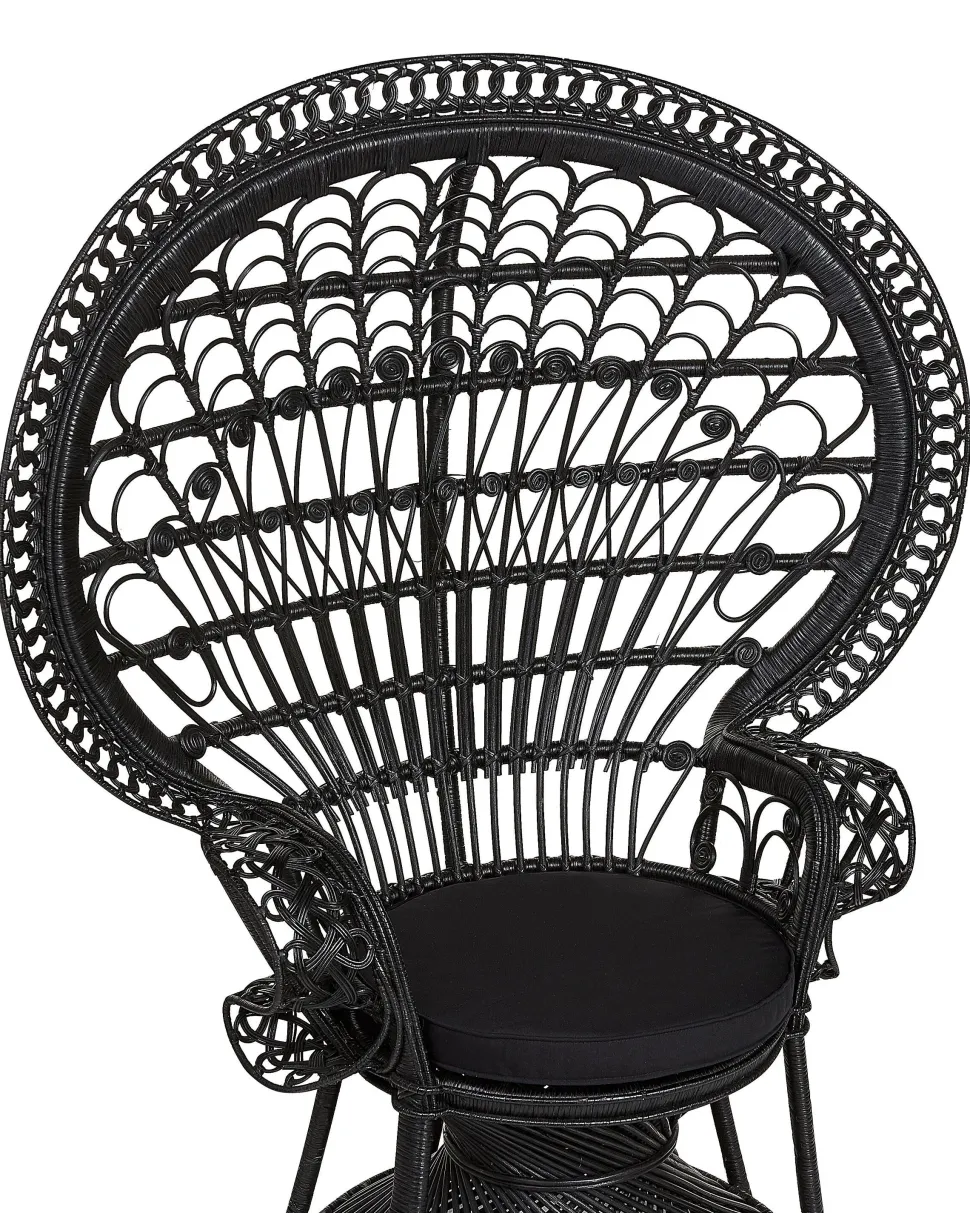 Beliani Riikinkukkotuoli Rottinki Musta Emmanuelle Clearance