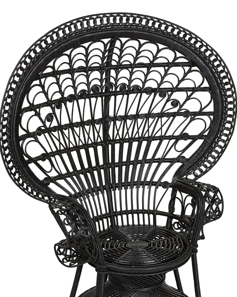 Beliani Riikinkukkotuoli Rottinki Musta Emmanuelle Clearance